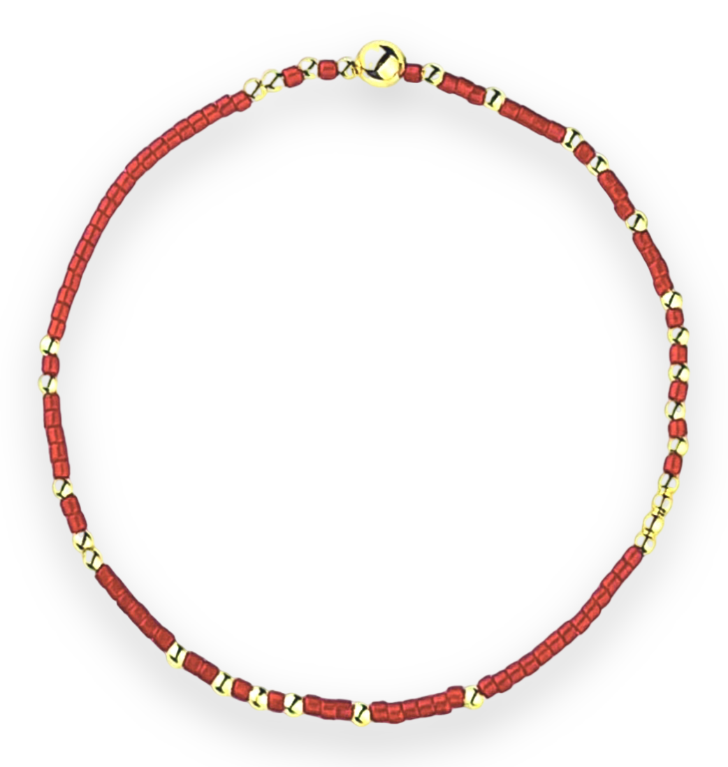 Libby Kate Candy Apple Red Seed Bead Bracelet