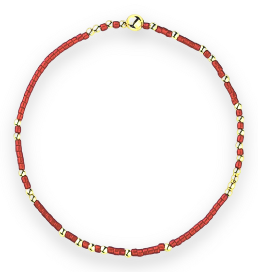 Candy Apple Red Seed Bead Bracelet