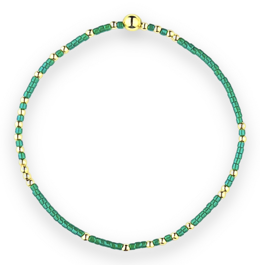 Emerald Green Seed Bead Bracelet