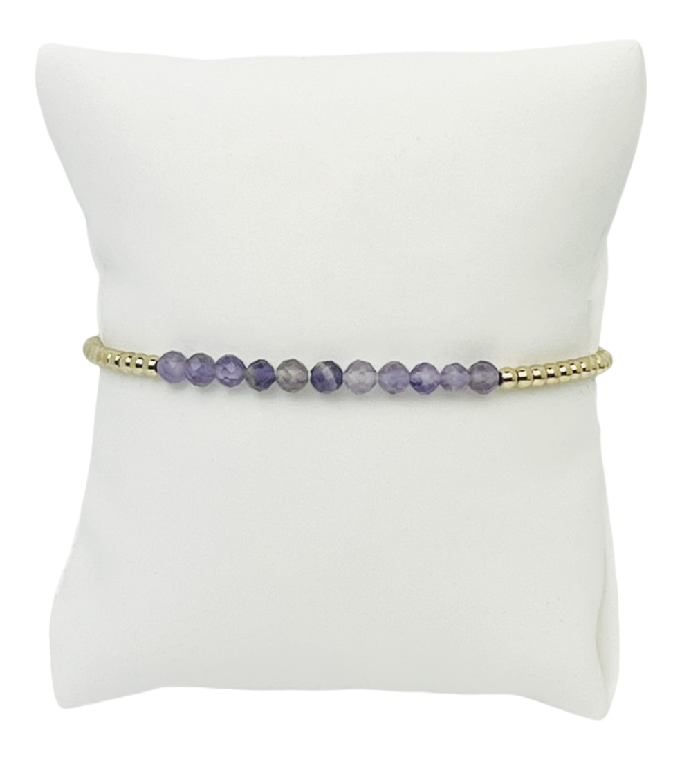 Beautiful Libby Kate Amethyst and Gold Bead Bracelet