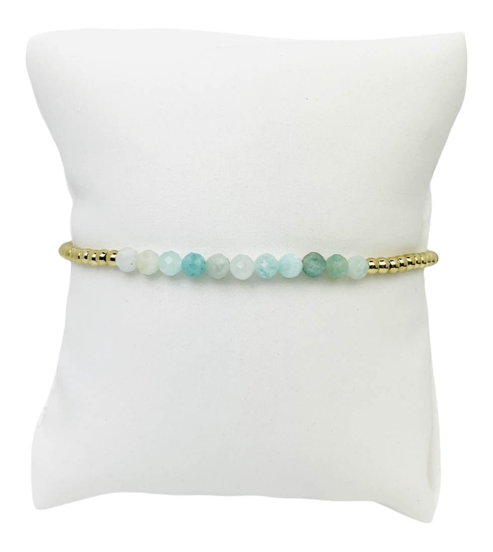 Beautiful Libby Kate Emerald and Gold Bead Bracelet