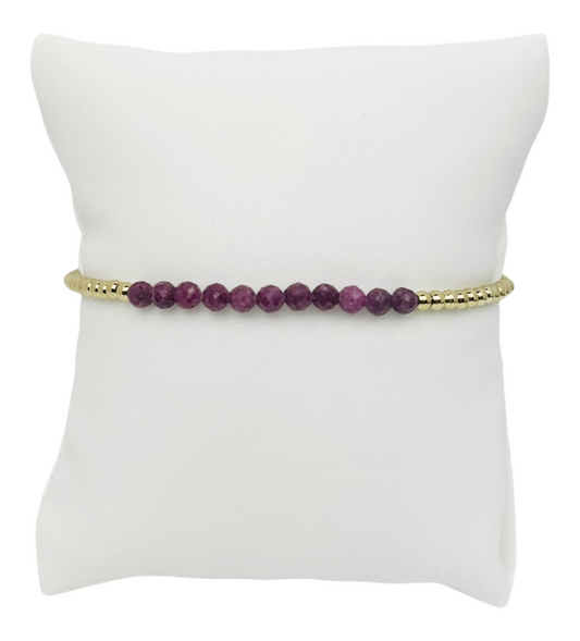 Ruby and Gold Bead Bracelet