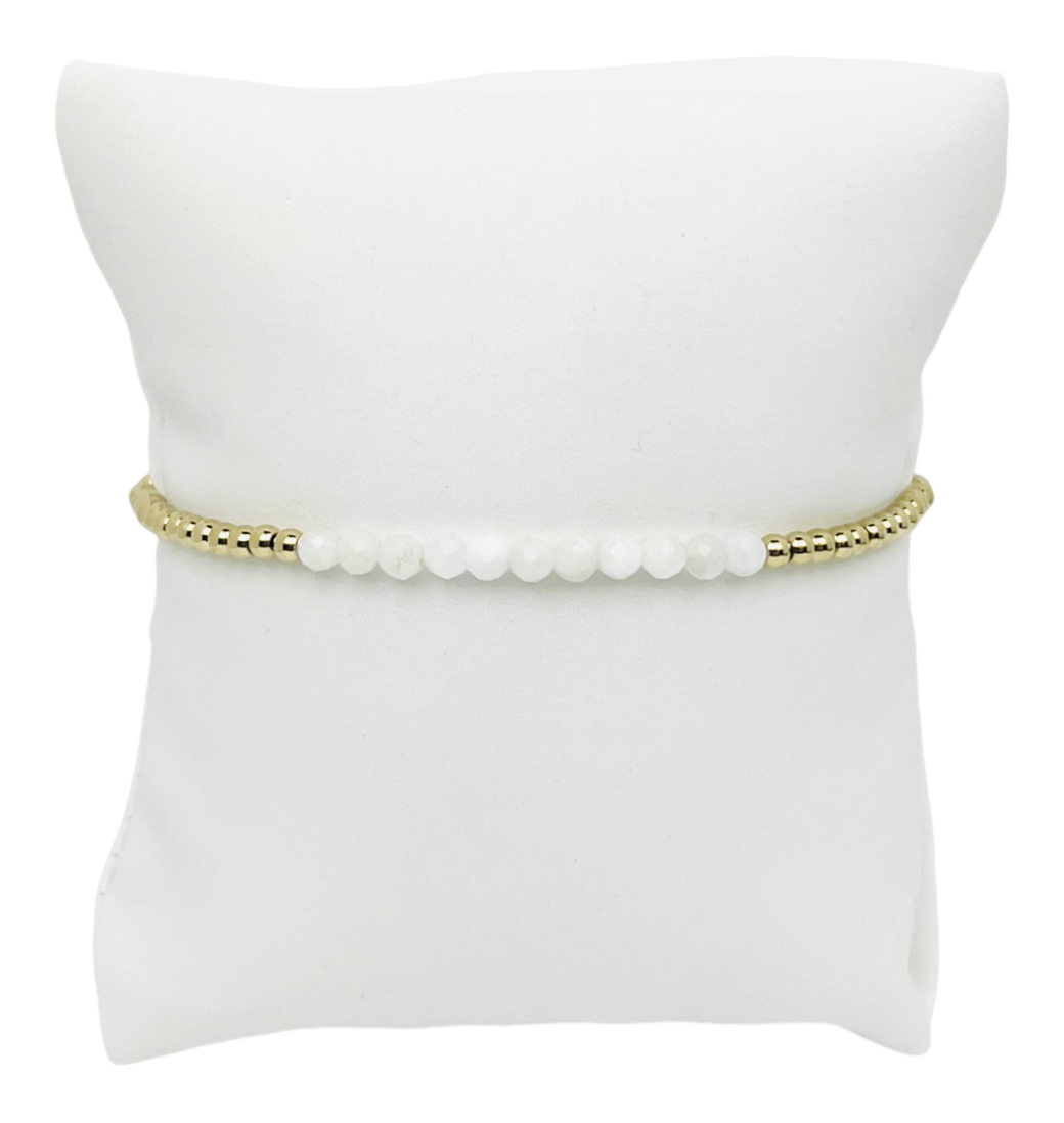 Beautiful Libby Kate Moonstone and Gold Bead Bracelet