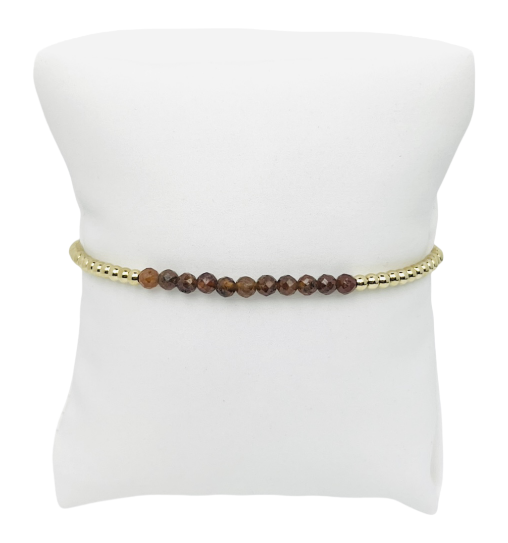 Beautiful Libby Kate Garnet and Gold Bead Bracelet