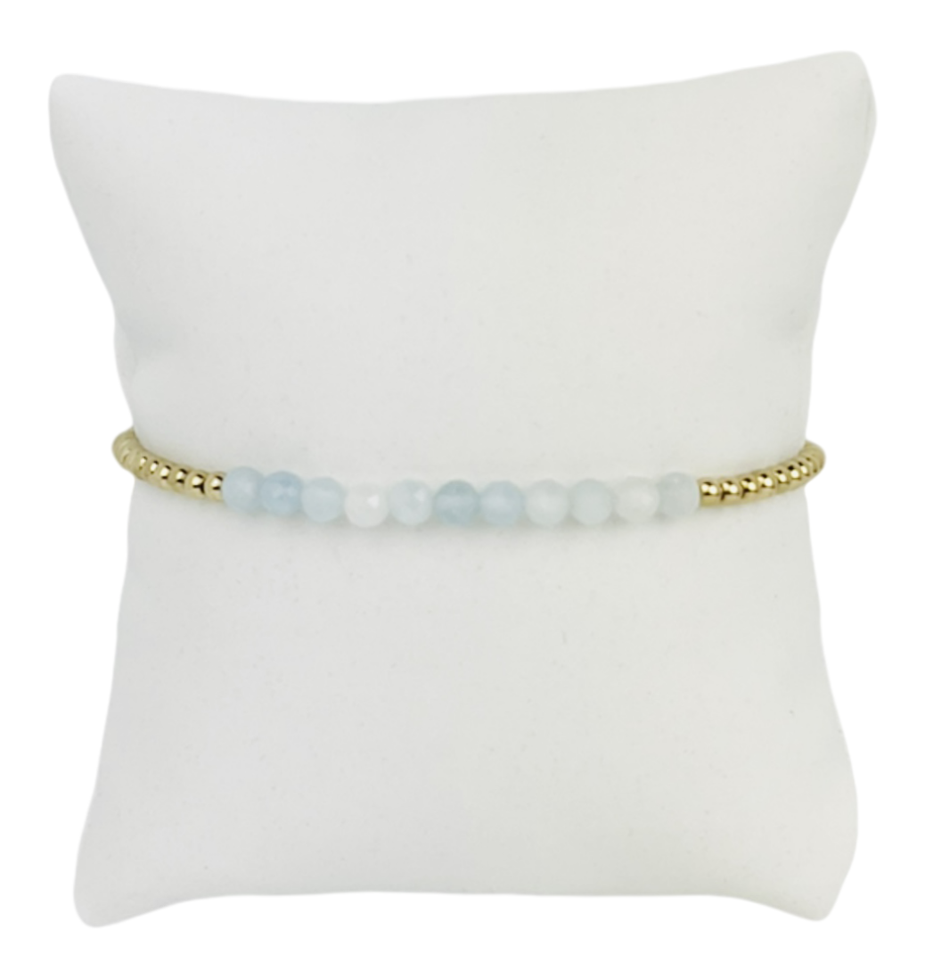 Beautiful Libby Kate Aquamarine and Gold Bead Bracelet