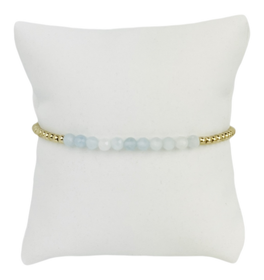 Aquamarine and Gold Bead Bracelet